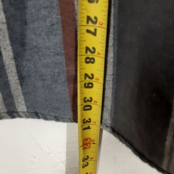 KARMAN Adult Mens L Pearl Snap Shirt Gray Cowboy Western Plaid Flannel - Picture 9 of 9